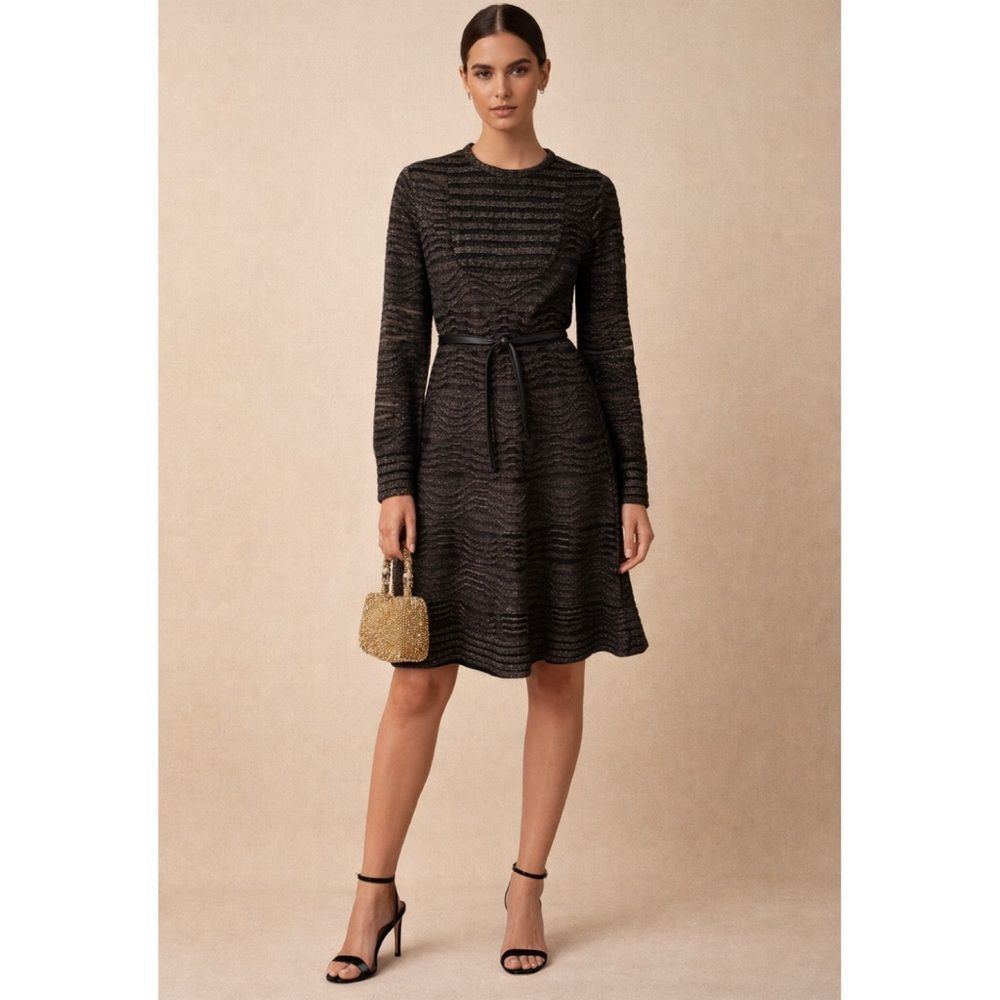 FLAWS Missoni Black Metallic Threaded Knit Dress 6